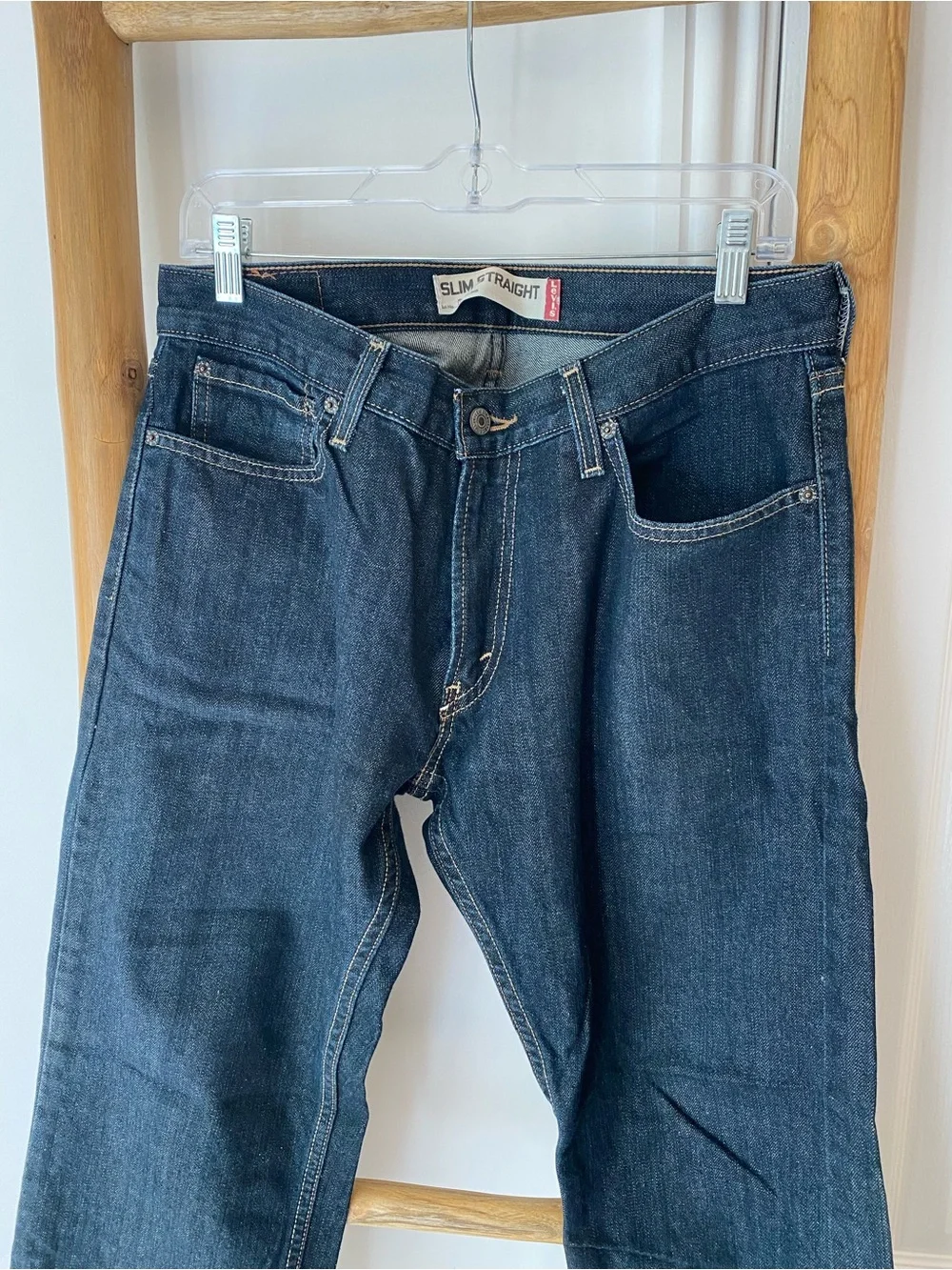 Levi's 514 Jeans Mens 34x30 Slim Straight 100% Cotton Dark Denim Blue Wash